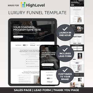 GoHighLevel Template: Luxury Black & White Services Funnel, GHL Template Sales Funnel, GoHighLevel Funnel Template, Services Funnel Template
