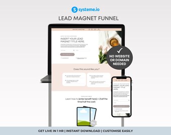 Lead Magnet Funnel Template Systeme.io, Opt-In Landing Page, Email List Building, Freebie Page, Digital Product Sales Page, Instant Download