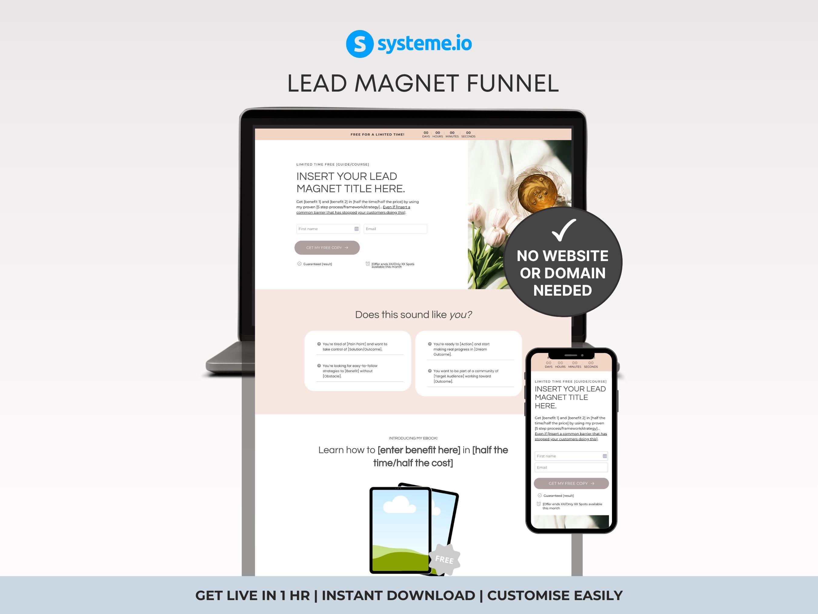 Lead Magnet Funnel Template Systeme.io, Opt-in Landing Page, Email List ...