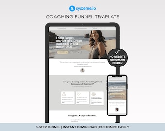 Coaching Sales Funnel Template Systeme.io | Minimalist Grey Coach Page (Instant Download)