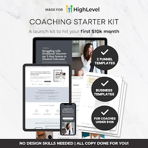 GoHighLevel Coaching Starter Bundle | High-Ticket + Lead Magnet Funnels + 200 Instagram Templates + 6 Months Email Scripts | Launch in 1 day