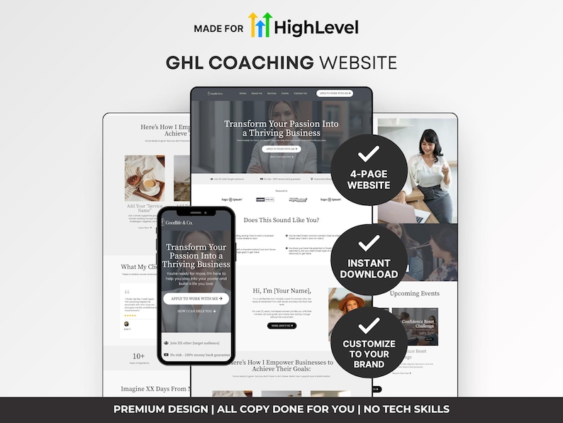 GoHighLevel homepage design, Gohighlevel coaching website template navy blue, GHL 4 page coach website dark design, life coach GHL funnel instant download, done for you GHL coaching website blue grey, business coach website template GoHighLevel, CRO designed coaching funnel GHL, online coach website navy template, wellness coach GHL instant download, GHL coaching funnel with lead form, coach website drag and drop GoHighLevel