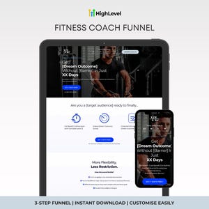 GHL Men's Fitness Coaching Program Template, Gohighlevel Website Template Blue, Coaching Services Funnel, Coach Website Design, Membership Landing Page for Fitness coaches