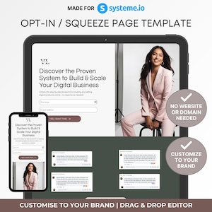 Systeme.io Opt In Funnel Template Landing Page, Squeeze Page Template, Lead Magnet Funnel, Sales Page Template Minimalist, Instant Download