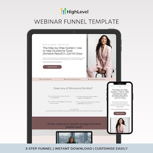 GoHighLevel Webinar Funnel Template, Webinar Sales Page GHL Template, Pink Sales Page Template for Highlevel (Digital Download)
