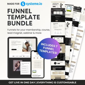 Systeme.io Sales Funnel Bundle | 7 Funnel Templates for Masterclasses, Courses, Webinars, Lead Magnets, Link in Bio | Systemeio Landing Page
