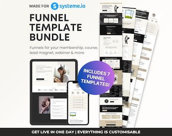 Systeme.io Sales Funnel Bundle | 7 Funnel Templates for Masterclasses, Courses, Webinars, Lead Magnets, Link in Bio | Systemeio Landing Page
