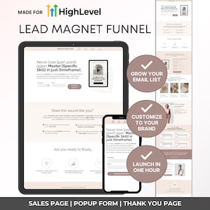 GoHighLevel Lead Magnet Funnel Template, High-Converting GHL Opt-In Page + Thank You Page, eBook Funnel Template, Pink Funnel Template GHL