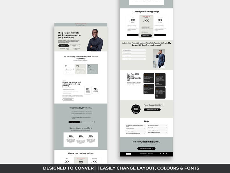 Systeme.io Website Template for Business Coaching Services, Systeme.io Sales Page Template, Coach Site Template, Male Coach Funnel Template