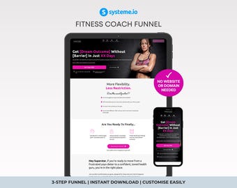 Fitness Coach Sales Funnel Template Systeme.io | Personal Trainer Website | Sales Page + Checkout + Thank You | Instant Download