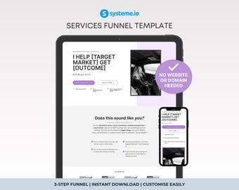 Luxury Coaching Website Template, Systeme.io One Page Funnel to Sell Services (Instant Download!)