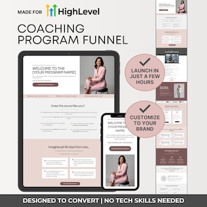 GoHighLevel Funnel Template Coaching, GHL Coach Funnel Template, Beauty Website Template GoHighLevel, GHL Website, Pink Beauty Sales Funnel