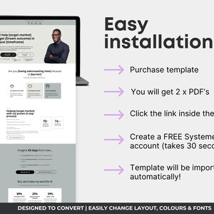 Single Page Website Template for Business Coaching Services, Systeme.io Sales Page Template, Coach Site Template, Grey Website Design
