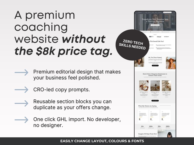 Luxe Sales Funnel Template GHL, Black & White Aesthetic Funnel Template, GoHighLevel Lead Generation Funnel, done for you luxury GHL coaching website, life coach black website template GoHighLevel, luxury coaching funnel GHL, business coach single page website GoHighLevel, elegant coach website template GHL, luxury coaching funnel with lead capture GoHighLevel, black white coach website instant download GHL, premium coaching website template GoHighLevel