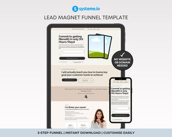 Lead Magnet Sales Funnel Template Systeme.io | Email Opt-In Funnel, Freebie Landing Page | Tan Brown Neutral Design | Instant Download