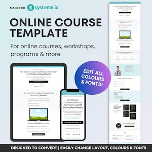 Systeme.io Template for Online Course, Sales Funnel Template, Modern Website Design, Online Course Template Systeme.io, Website Template