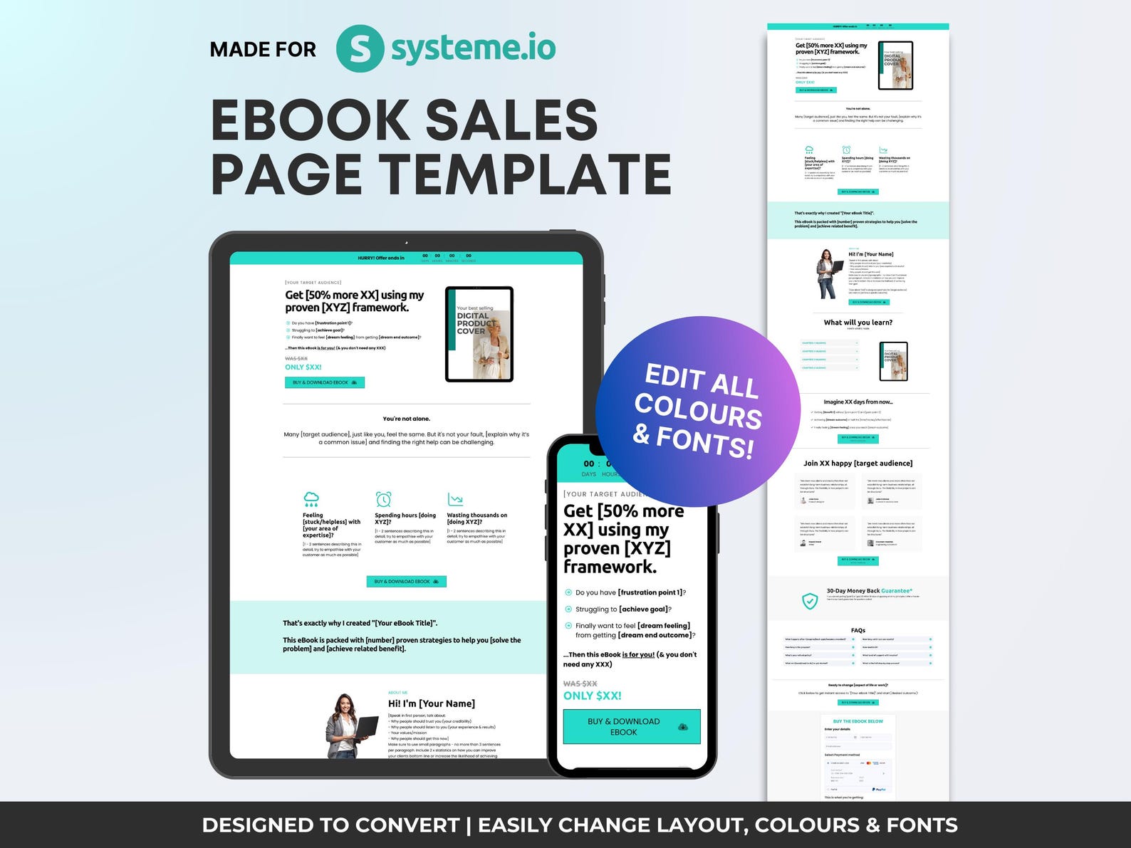 Ebook Sales Page Template, Systeme.io, Lead Magnet Website - Etsy