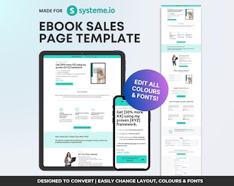 eBook Landing Page, Systeme.io Sales Website for eBook, Sales Funnel Template, Lead Magnet Website, Drag and Drop Systeme.io Template