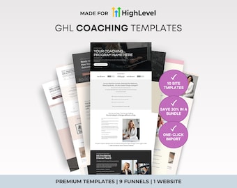 GoHighLevel Templates with PLR: 10 x GHL Funnel Templates, Coaching Template Bundle. Instant Download!