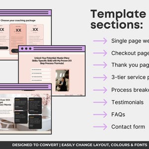 Systeme.io Sales Funnel Template | Online Coach Sales Page, Coaching Services Single Page Website, Pink Neutral Design | 3-Step Funnel image 4