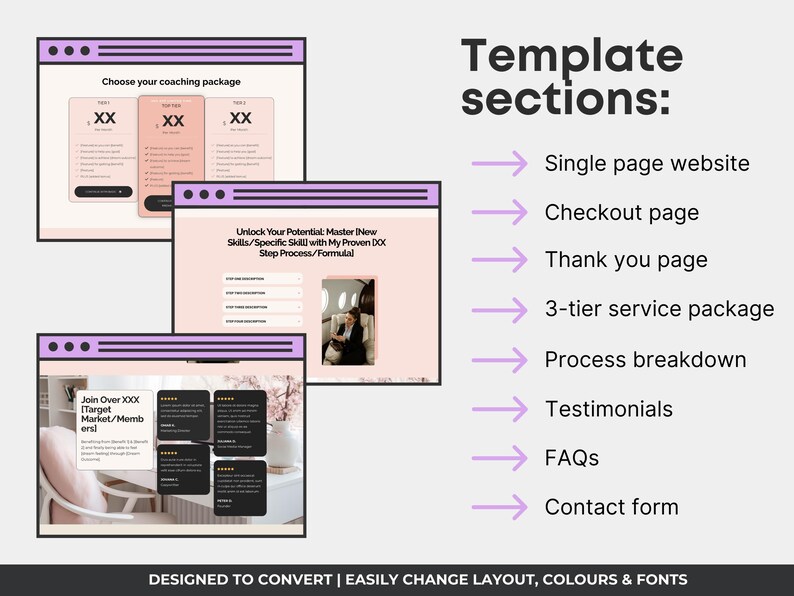 Systeme.io Sales Funnel Template | Online Coach Sales Page, Coaching Services Single Page Website, Pink Neutral Design | 3-Step Funnel image 4