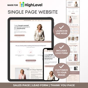 GoHighLevel Website Template, Life Coach Website GHL, Therapist Website Template, Pink Website Template, GHL Sales Funnel Template Neutral