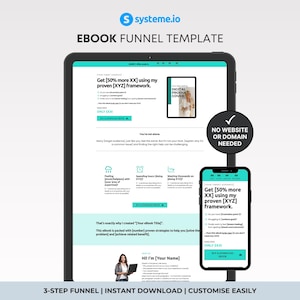 Ebook sales page template Systeme.io, ebook funnel template, author landing page Systeme.io, digital ebook sales page, ebook checkout page, self publishing sales funnel, coach ebook funnel, ebook landing page template, done for you ebook funnel, CRO designed ebook sales page, digital product landing page, ebook launch funnel template