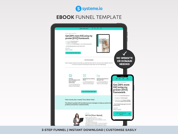 eBook Sales Funnel Template Systeme.io | eBook Sales Page, Digital Product Landing Page | High-Converting eBook Funnel | Instant Download!