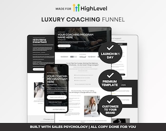 GHL Luxury Coaching Website Template | GoHighLevel Single Page Site | Black & White Editorial Design | Coach Lead Gen Funnel for GHL