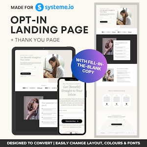 Systeme.io Opt In Sales Page Template, Newsletter Opt In Funnel, Lead Magnet Funnel, Editable Newsletter Landing Page, Editable Template