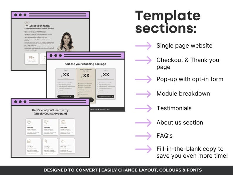 Systeme.io Landing Page Funnel, Coach Website Template, Website Design for Business  Coaching, Systeme.io Sales Page, Single Page Website