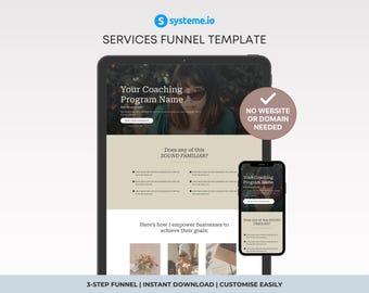 Aesthetic Systeme.io Funnel Template, Sales Funnel Template for Coaches, Coaching Template Funnel (Instant Download!)