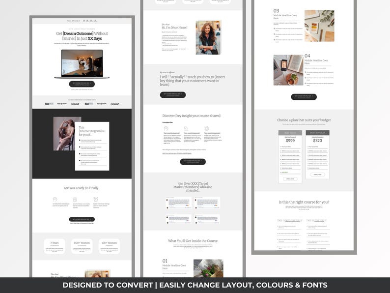Online Course VSL Sales Page Systeme.io Course Sales Funnel, Modern