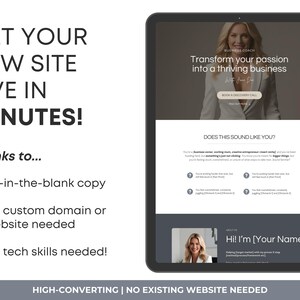 Canva Website Template for Coaches, Minimalist One Page Design (Instant Download!) imagen 3