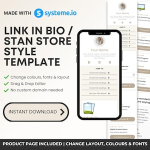 Systeme.io Link in Bio Template, Systeme.io Stan Store Website, Neutral Linktree Page, Digital Product Website,  Instagram Link in Bio Site
