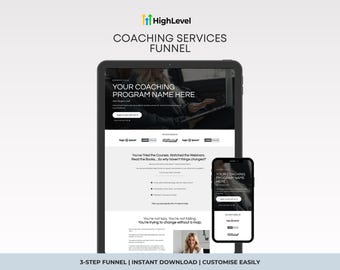 GoHighLevel Coaching Funnel Template, Luxury GHL Funnel Template, Luxe Sales Funnel for GHL, Bold Lead Gen Funnel (Instant Download!)