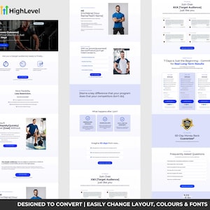GoHighLevel Fitness sales funnel, GHL Sales Funnel Template, Editable Template for GoHighLevel, Blue Single Page Website, Fitness Coach Template