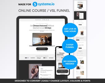 Systeme.io VSL Funnel Template | Premium Online Course Sales Page & Landing Page | Modern Black Luxury Design | Instant Download