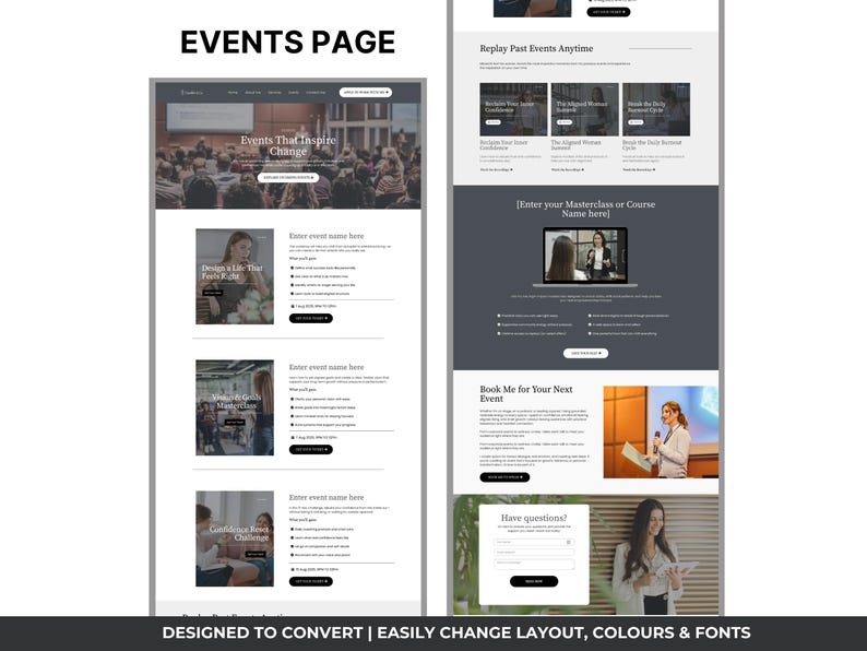 GHL Events page, GoHighLevel coaching website template navy blue, GHL 4 page coach website dark design, life coach GHL funnel instant download, done for you GHL coaching website blue grey, business coach website template GoHighLevel, CRO designed coaching funnel GHL, online coach website navy template, wellness coach GHL instant download, GHL coaching funnel with lead form, coach website drag and drop GoHighLevel