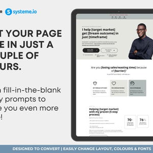 Single Page Website Template for Business Coaching Services, Systeme.io Sales Page Template, Coach Site Template, Grey Website Design