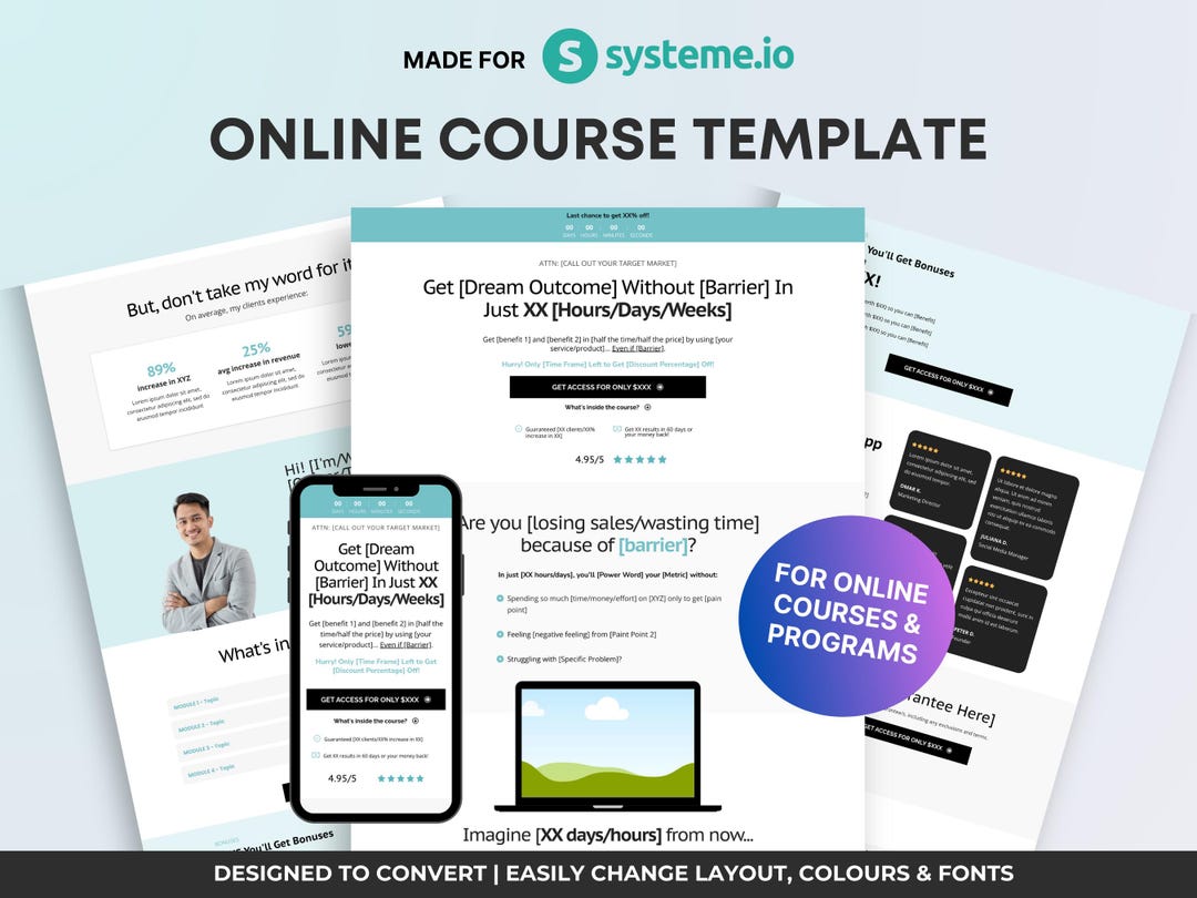 Systemeio Template Online Course Sales Funnel Template Course Website ...