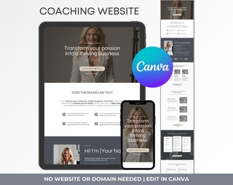 Canva Website Template for Coaches, Minimalist One Page Design (Instant Download!)