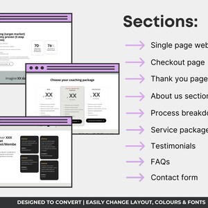 Single Page Website Template for Business Coaching Services, Systeme.io Sales Page Template, Coach Site Template, Grey Website Design