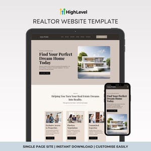 Plantilla web para agentes inmobiliarios GoHighLevel, página de destino para captación de clientes potenciales GHL (descarga instantánea)