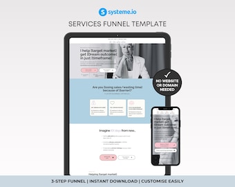 Coaching Services Sales Funnel Template Systeme.io | Pastel Blue Coaching Funnel, Consultant Website, Services Funnel | Instant Download!