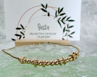 Bestie Morse Code Bracelet: 14k Gold Snake Chain, Adjustable