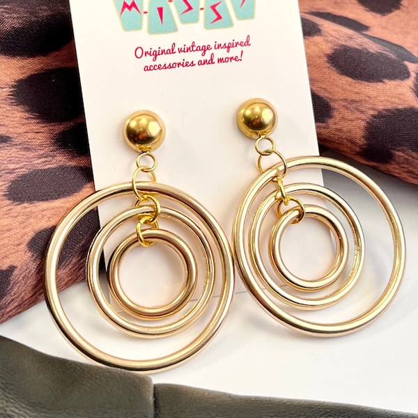 1950s Gold Hoop Earrings Bad Girl 50s Fifties Marilyn Monroe Mobile