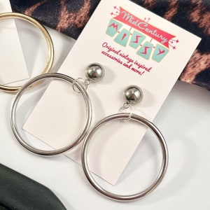 1950s Silver Hoop Earrings Bad Girl 50s Fifties Marilyn Monroe