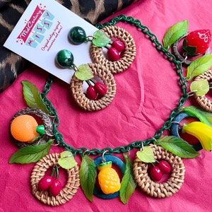 1950s Style Carmen Miranda Fruit Necklace