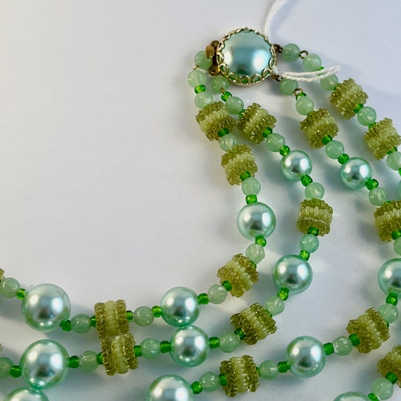 1950's Green Beaded Necklace Original Vintage 50s… - image 3